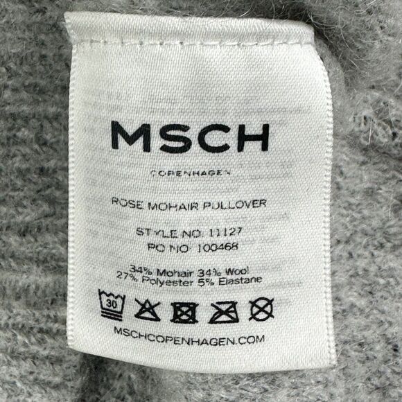 MSCH Copenhagen Sweater Womens M/L Gray Rose Mohair Pullover Mock Neck Cozy Knit - Picture 13 of 13